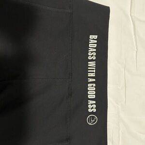 Black Leggings with Bold White Text